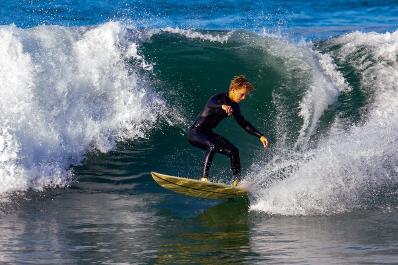 Teenager surfing