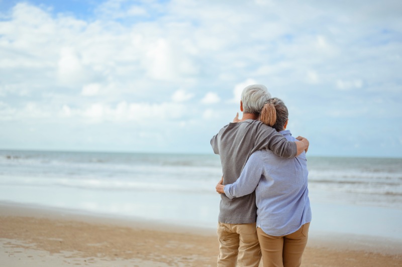 senior couple hugged each
