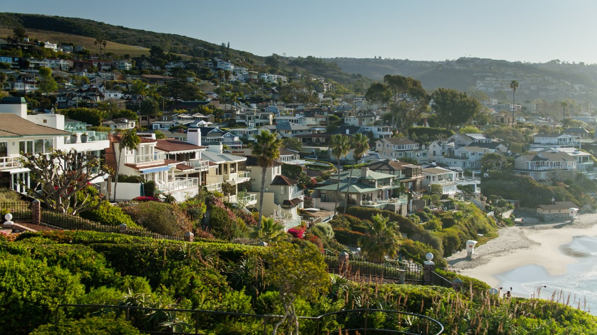 Aerial View of Residences in Laguna Beach Overlooking the Pacific Ocean
