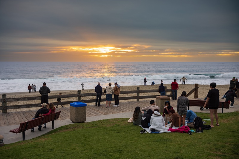 Sunset over Laguna Beach after an overcast day