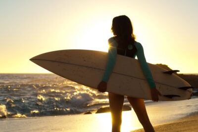 Surfer girl silhouette